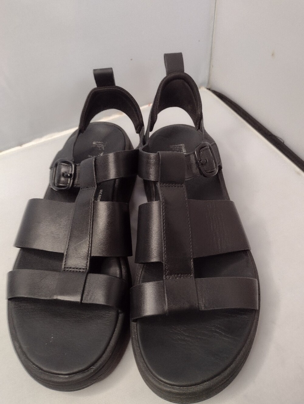 FitFlop F-mode Leather Fisherman Sandals Size 9 Black Strappy Platform ii